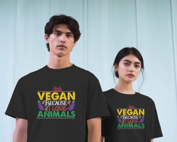 Vegan Because I Love Animals Unisex Organic Cotton T-Shirt